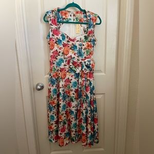 Lindy Bop Floral Swing Dress US size 8 NWT